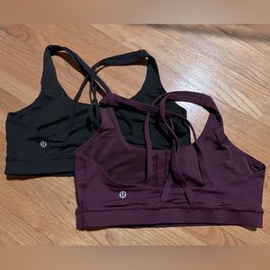 Lululemon size 10 sports bras (2 pack: black, plum)